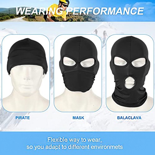 3 Hole Full Face Mask, Women Men Thin Balaclava Face Mask for Motorcycl Bike Ski - Picture 6 of 30