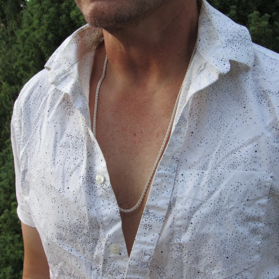 Colar de corrente de trigo SPIGA ITALIANO PRATA ESTERLINA 925 SÓLIDO 3,5 MM feito na Itália - Imagem 3 de 4