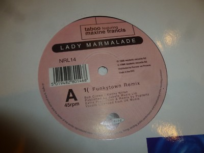 TABOO feat MAXINE FRANCIS - Lady Marmalade - 1998 UK 3-track 12'' vinyl single