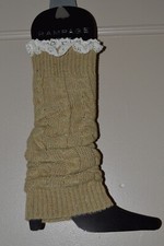 Rampage Knitted Boot Sock/Leg Warmer with Chrocheted Lace Trim One Size
