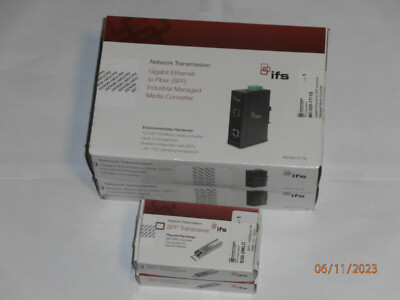 2x IFS Interlogix IFS MC355-1T/1S Medienkonverter + 2x S30-2MLC SFP 1000Base-SX