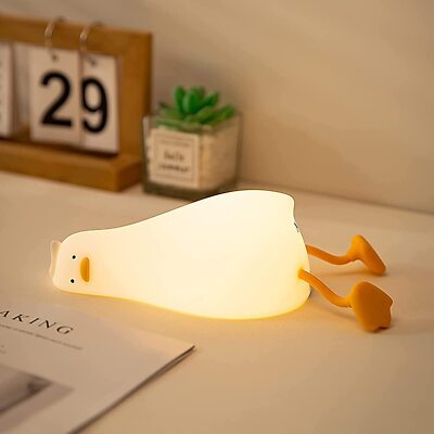 LED Lying Flat Duck NightLight 3 Level Dimmable Silicone Rechargeable Touch Gift