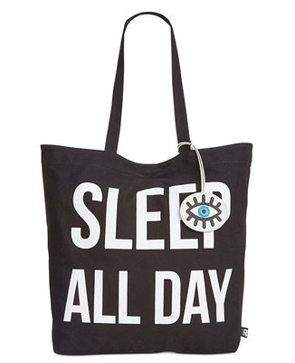 New Circus Sam Edelman Canvas Tote Bag Sleep ALL DAY BLACK PURSE SHOPPER  CANVAS