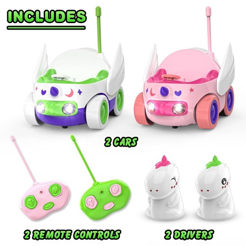 2 Pack Unicorn Remote Control Car for Toddler Unicorns Gifts for Girls and Boys - Picture 6 of 7
