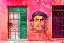 CUBAN ART #168 ** LEO KELLY ** CHE ON THE WALL 30x20 SIGNED ON CANVAS 
