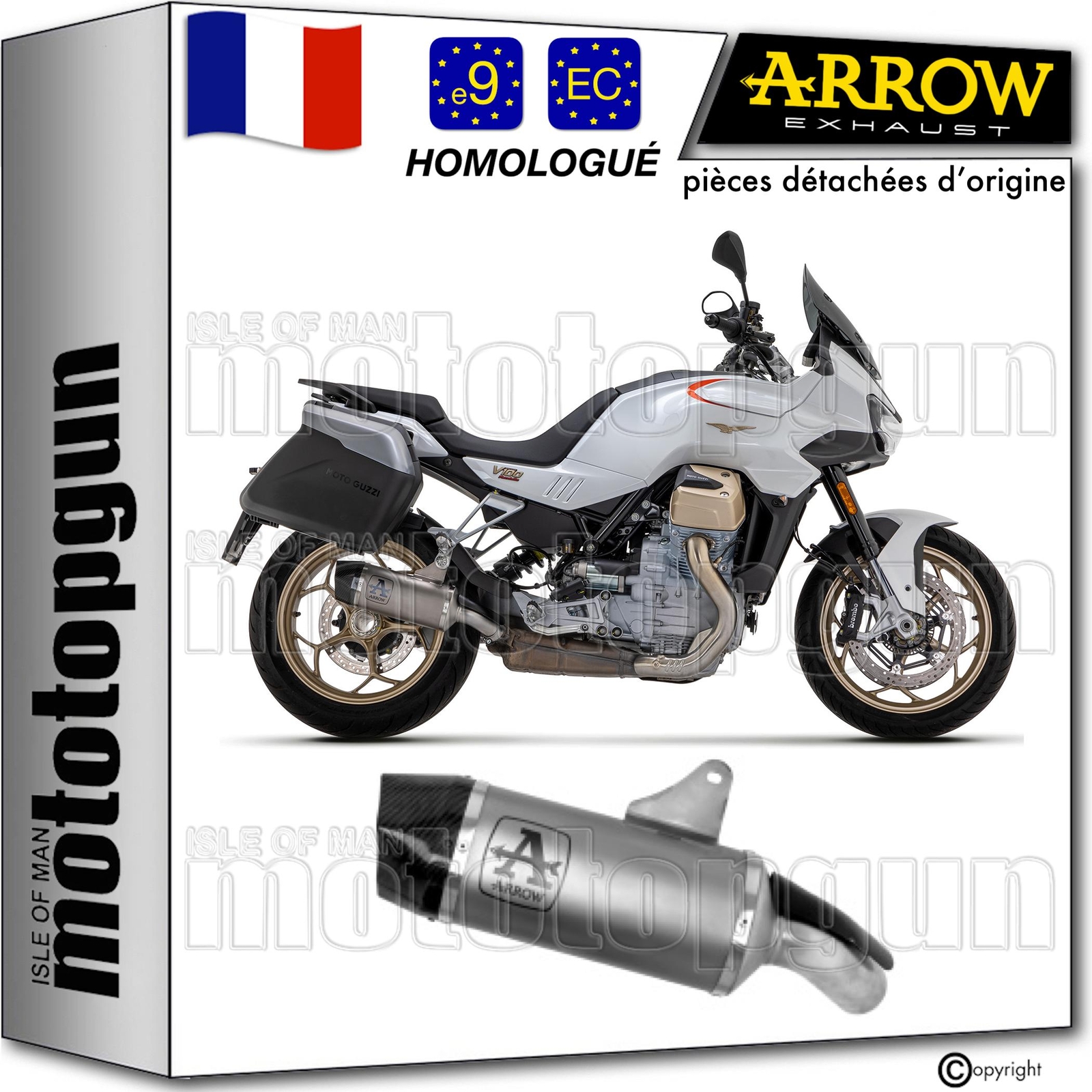 Silencieux Arrow Indy-Race C pour voyager en Moto Guzzi V100 Mandello 2024