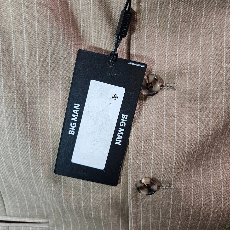 Новый с Ярлыками Murano костюм жилет 3XB двубортный коричневый белый в полоску официальный - Изображение 4 из 4