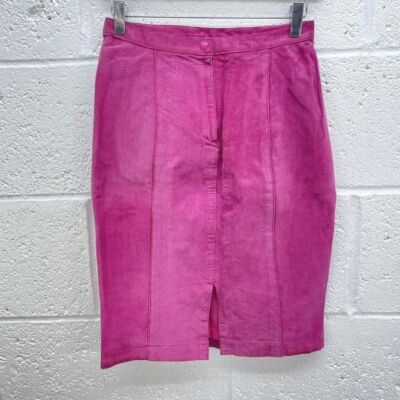 FOX RUN PINK WILDLEDER MIDI ROCK Y2K NIEDRIGTAILLE GETEILTER SAUM PINTUCK PREMIUM UK 6