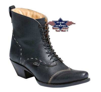 Damen Westernstiefel, Westernstiefelette ''Ashley Black, schwarz halbhoher Schaft