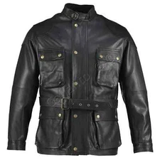 Stylish ¾ Length Benjamin Button Leather Jacket - Durable Cowhide -Biker's Dream