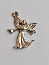 Sterling Silver  ANGEL Charm  WINGS ARMS  LOVE PEACE HOPE ;  Vintage 