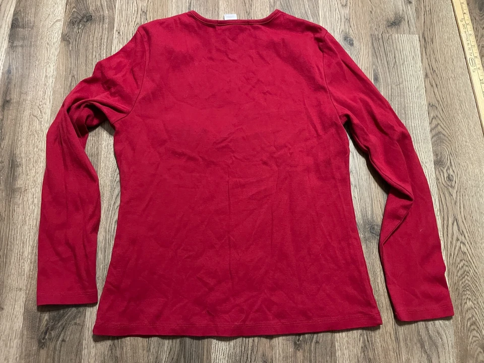 Camisa Geoffrey Beene, Para Mujer Talla Grande, Roja, Manga Larga, Cuello Redondo Foto 2 de 4
