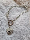 Silver Heart Bracelet New Crystal Filigree