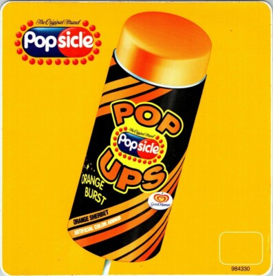 Vintage Good Humor Pricing Sticker 6''x6''  Popsicle Orange Pop Ups Push Up
