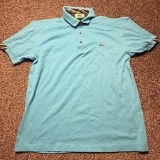 Lacoste Polo Shirt Mens 2XL Teal Blue Embroidered Logo Preppy Golf Plaid Trim