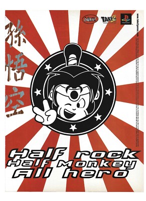 PS1 MONKEY HERO ''Half Rock, Half Monkey, ALL Hero'': video game Print ad (1998)