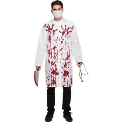 Adulte Sanglant Doctor Death Zombie Halloween Blanc Manteau Costume Déguisement - Photo 1/4