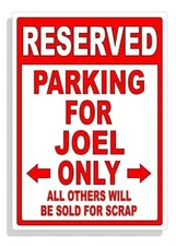 Personalized Parking Sign Wall Decal Metal Sign No Parking Customized for JOEL