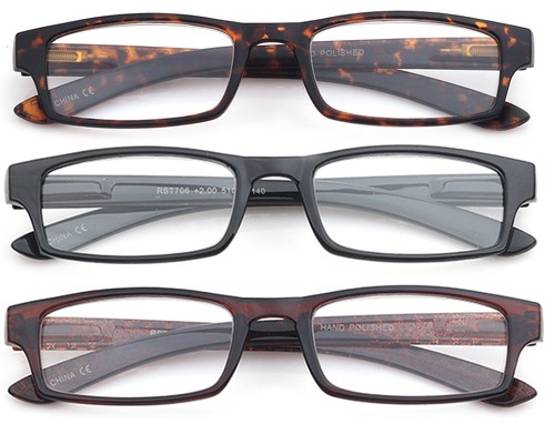 Reading Glasses Rectangle Slim Style Readers Spring Temple Comfortable Fit Slim - Picture 3 of 10