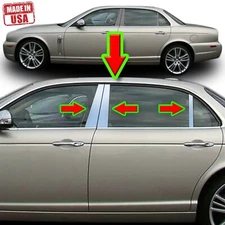 Chrome Pillar Trim for Jaguar XJ 04-09 6pc Set Door Cover Mirrored Window Post