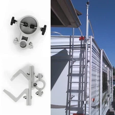 For 1" Ladder Gray Flag and Wind Sock Pole Mount For RV Ladder Starlink Pole