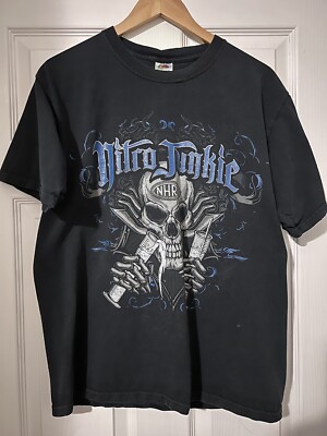 Nitro Junkie NHRA Championship Drag Racing Men's Med Dual Side Graphic Shirt