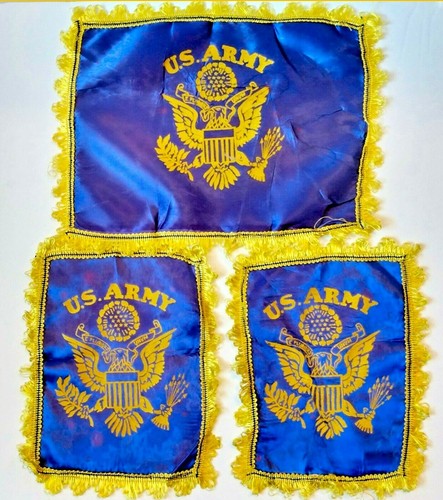 Vintage 4 Pieces, 1940's, US Army WWII Era, 1-41" Large, 3-Doily Memorabilia Set - Picture 2 of 6