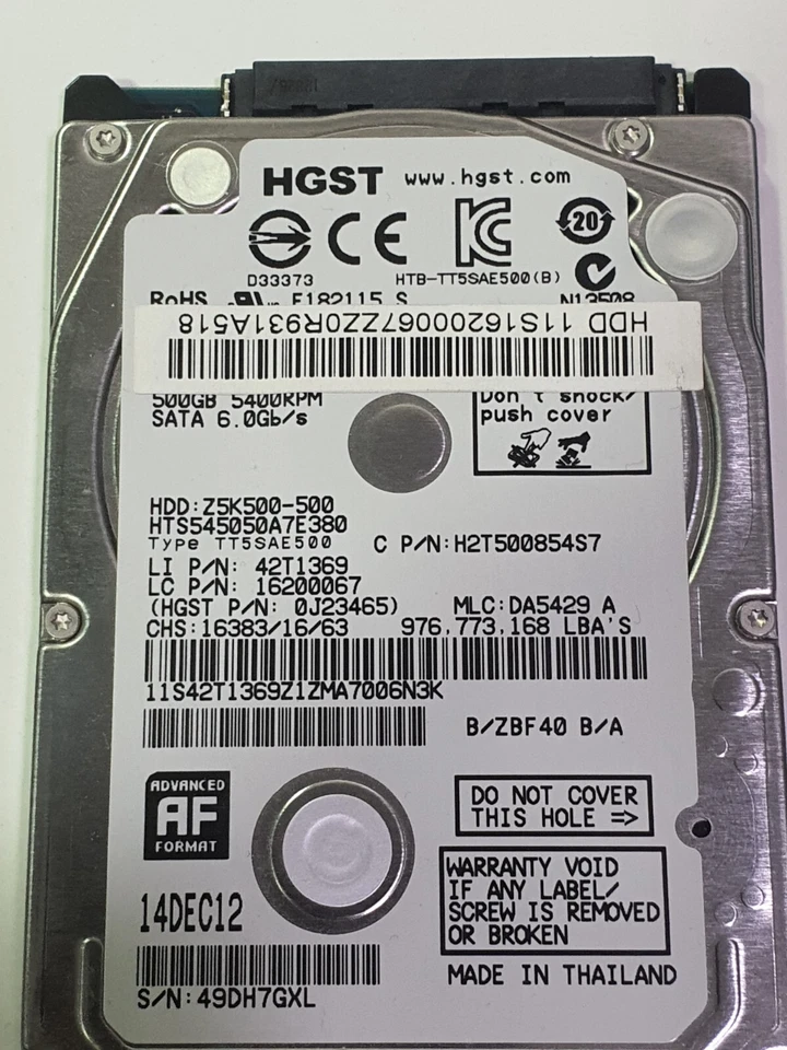 DISCO 2.5" HD SLIM 7mm SATA3 6Gb/s TOSHIBA 500Gb HGST Z7K500 320Gb Z5K500 500G - Imagen 1 de 1