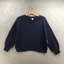 A New Approach Sweater Womens XL Solid Blue Vneck Long Sleeves Pullover NEW