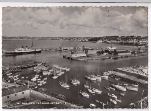 Jersey; St Helier's Harbour RP PPC  Shows Docks & Boats in Harbour - Afbeelding 1 van 2