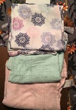 Lot Of 3 Aden And Anais 100 Cotton Baby Muslin Swaddle Blankets