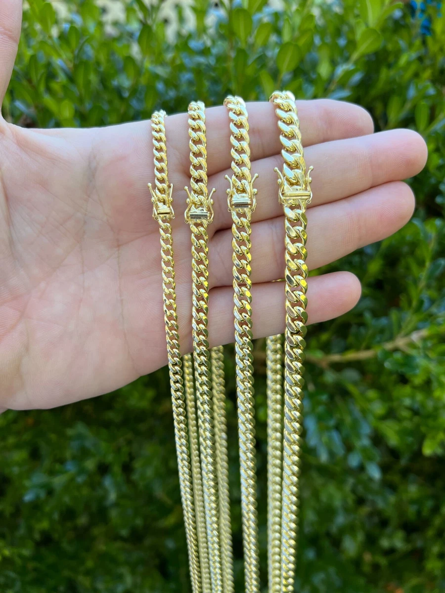 Real 10k Yellow Gold Miami Cuban Link Chain Necklace 4.5 7mm 18 26