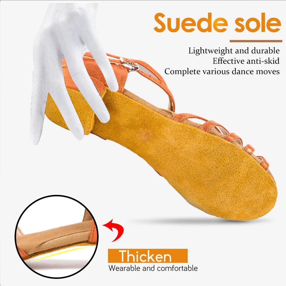 Zapatos de baile latino de tacón de tango de salsa de salón niños niñas mujeres talla 24-41 Foto 4 de 4