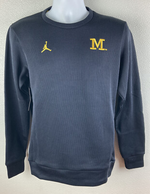 jordan university of michigan football navy flight pullover hooded sweatshirt