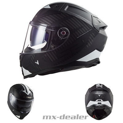 LS2 FF811 Vector II Splitter Schwarz Weiß Motorradhelm Integralhelm Sonnenblende