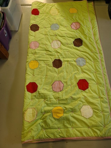 Pottery Barn Kids "Lime Green with Patches" Full/Queen Quilt - Picture 2 of 8