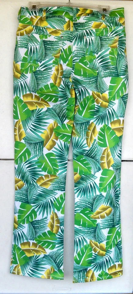 Diane Gilman Womens Pants Denim Jeans NEW w/ Tags Tropical Leaves Twill Sz 4 - Image 4 of 4