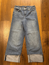 NYDJ Teresa wide leg cropped jeans cuffed trouser 6