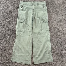 American Eagle Green Cargo Pants Mid Rise Baggy Wide Leg Women's 12 Parachute