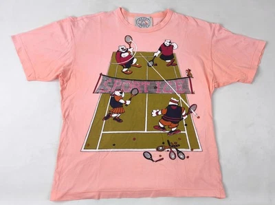 Iceberg T-Shirt Sport Ice mit Logo Print Tennis Gr. L Italy vintage 90s rosa - Bild 1 von 4