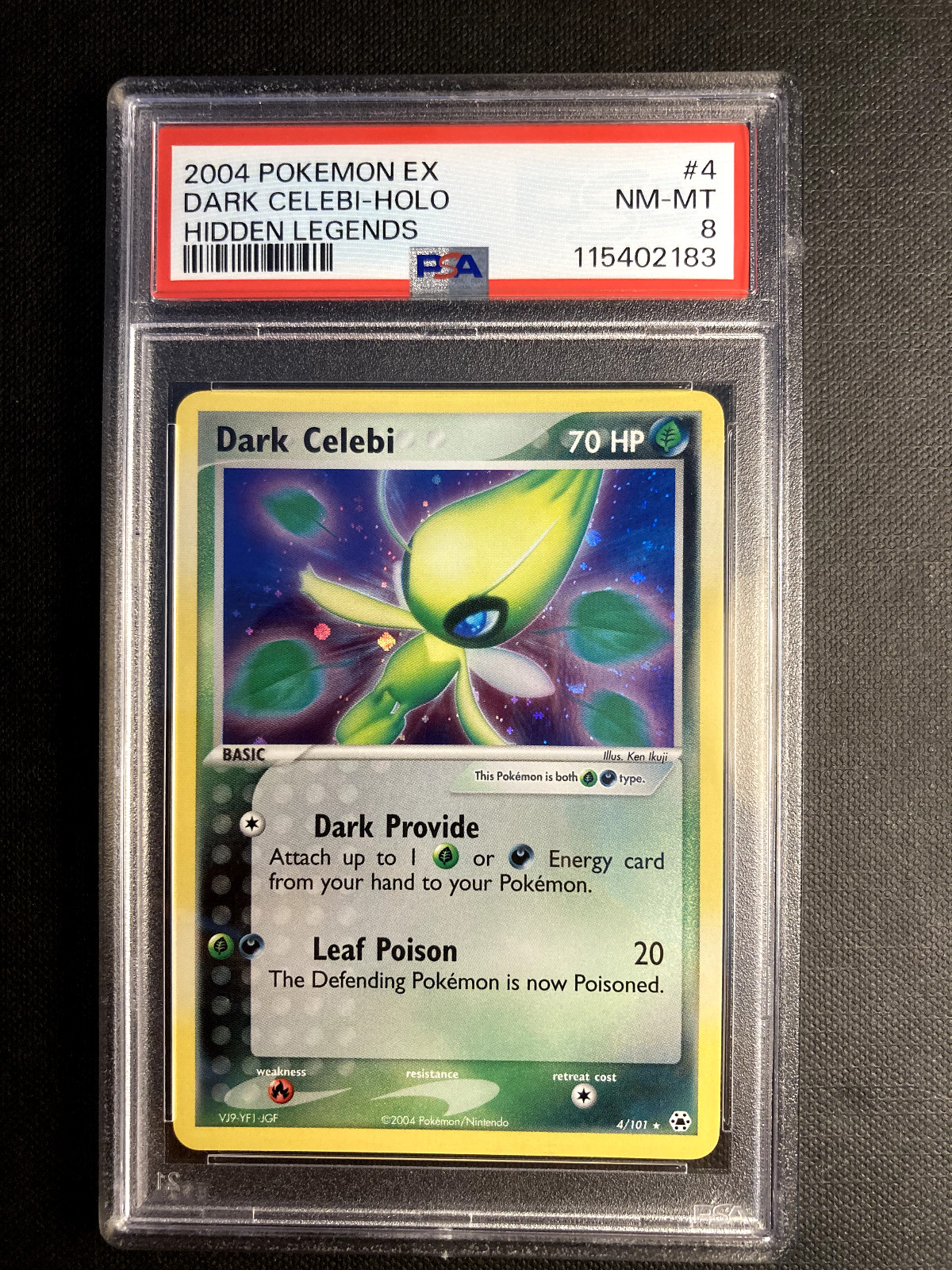 2004 POKEMON EX DARK CELEBI HOLO FOIL HIDDEN LEGENDS #4 PSA 8