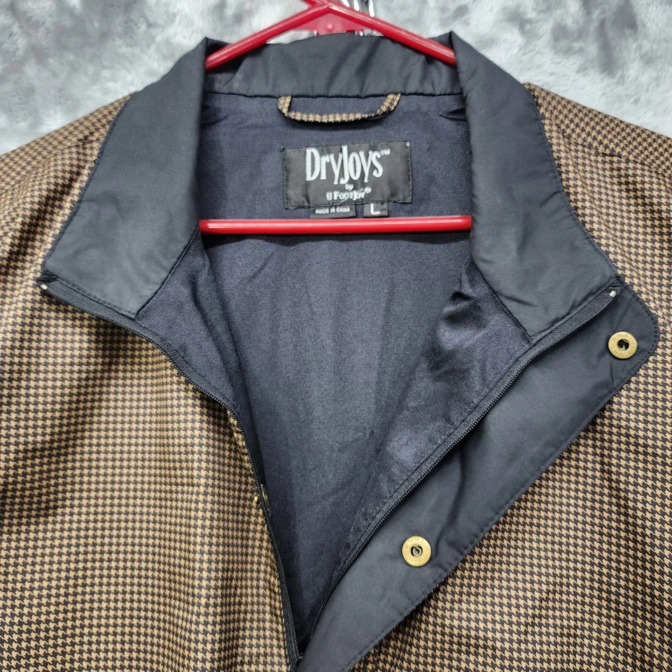 Chaqueta cortavientos DryJoys by FootJoy para hombre L marrón negra pata de gallo Foto 3 de 4