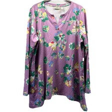 LOGO Lori Goldstein Lounge Womens to Size Large Pockets Soft Tunic Long Sleeve