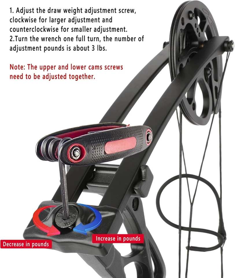 Compound Bow Pure Carbon Arrow Set 0-70lbs Adjustable Archery Bow Hunting 325fps - Image 2 of 4