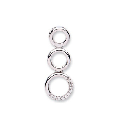 9ct White Gold 0.05ct Diamond Three Circle Drop Pendant Made in London
