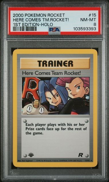 2000 Pokemon 1st Edition Here Comes Team Rocket! Holo #15 PSA 8 Graded Card
