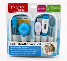 Playtex Baby 6 Pc Healthcare Kit Digital Thermometer Grooming Set W/Travel Case