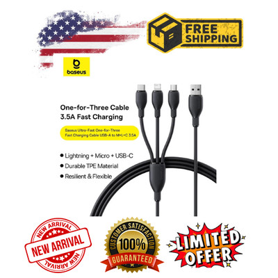 Baseus 3 in 1 USB Type C Cable PD 100W Fast Charging Date Cable For iPhone 13