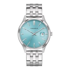 Reloj de cuarzo Caravelle by Bulova Dress para hombre esfera azul 43B174