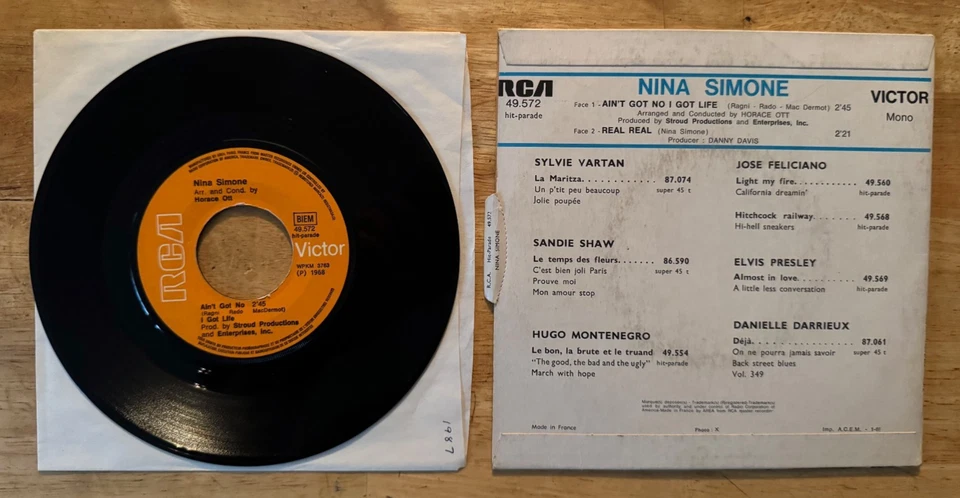 45 7" FRENCH SP NINA SIMONE AIN'T GOT NO I GOT LIFE - Image 2 of 2